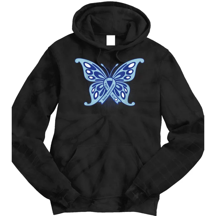 ALS Disease Awareness. Blue Ribbon Gift Tie Dye Hoodie