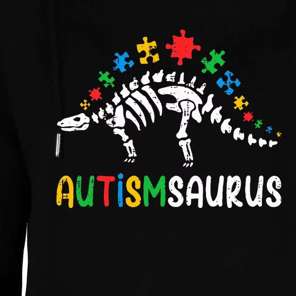 Autismsaurus Dinosaur Autism Awareness Womens Funnel Neck Pullover Hood