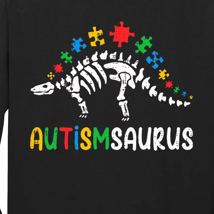 Autismsaurus Dinosaur Autism Awareness Tall Long Sleeve T-Shirt