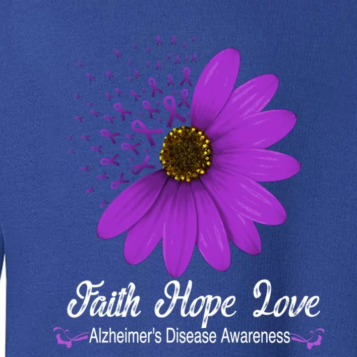 Alzheimer's Disease Awareness Faith Hope Love Purple Ribbon Great Gift Toddler Sweatshirt