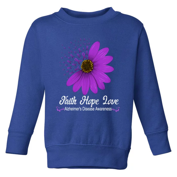 Alzheimer's Disease Awareness Faith Hope Love Purple Ribbon Great Gift Toddler Sweatshirt