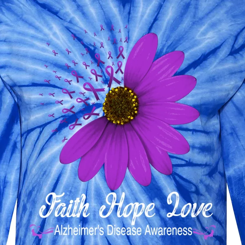 Alzheimer's Disease Awareness Faith Hope Love Purple Ribbon Great Gift Tie-Dye Long Sleeve Shirt