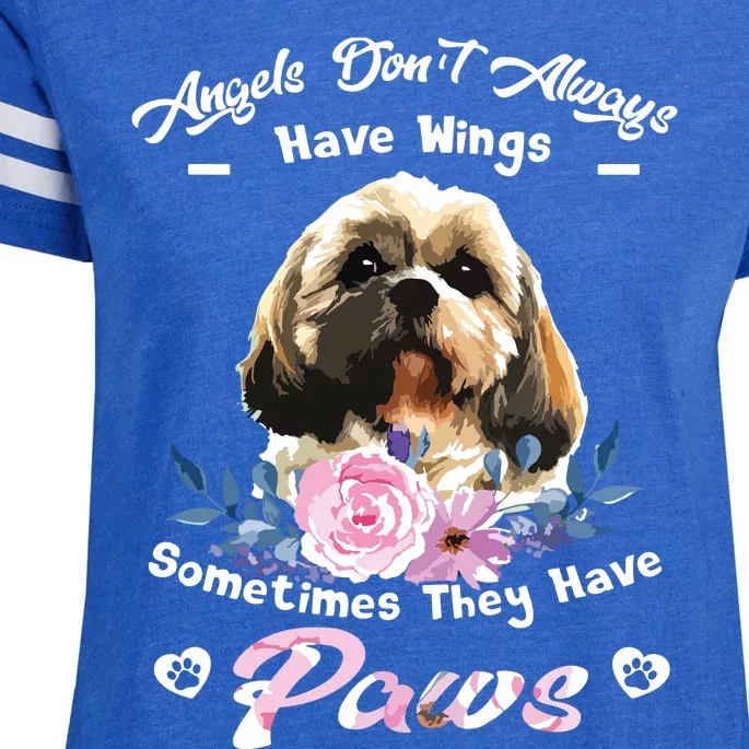 Angels Dont Always Have Wings Shih Tzu Enza Ladies Jersey Football T-Shirt