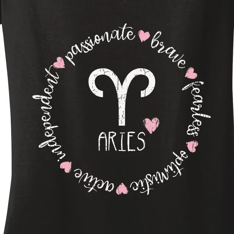 Aries Description Apparel Wo Funny Zodiac Sign Gift Women's V-Neck T-Shirt