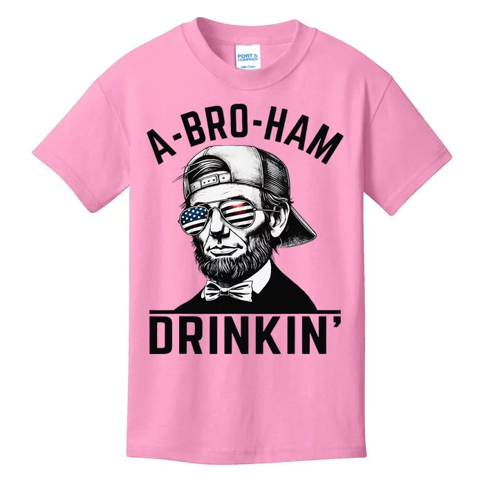 Abroham Drinkin American Funny Abe Lincoln Kids T-Shirt