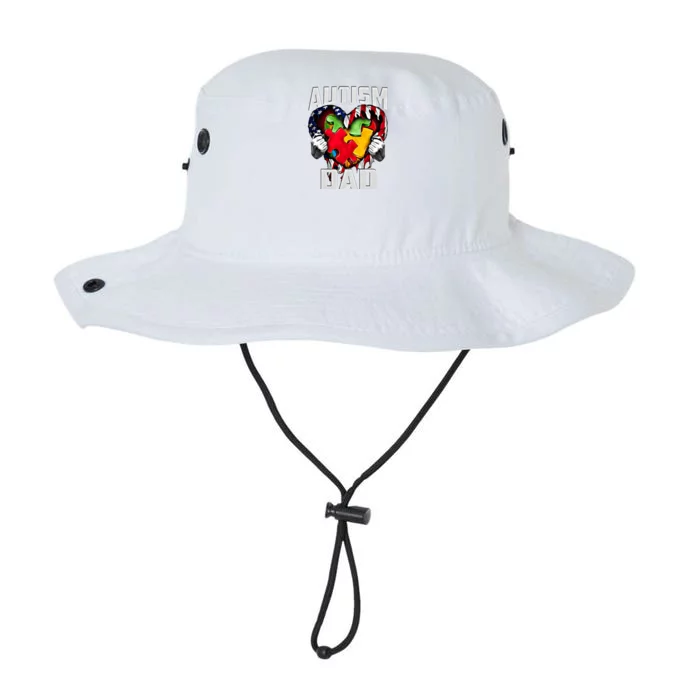 Autism Dad Awareness Love Heart Usa Flag Puzzle Piece Father Gift Legacy Cool Fit Booney Bucket Hat