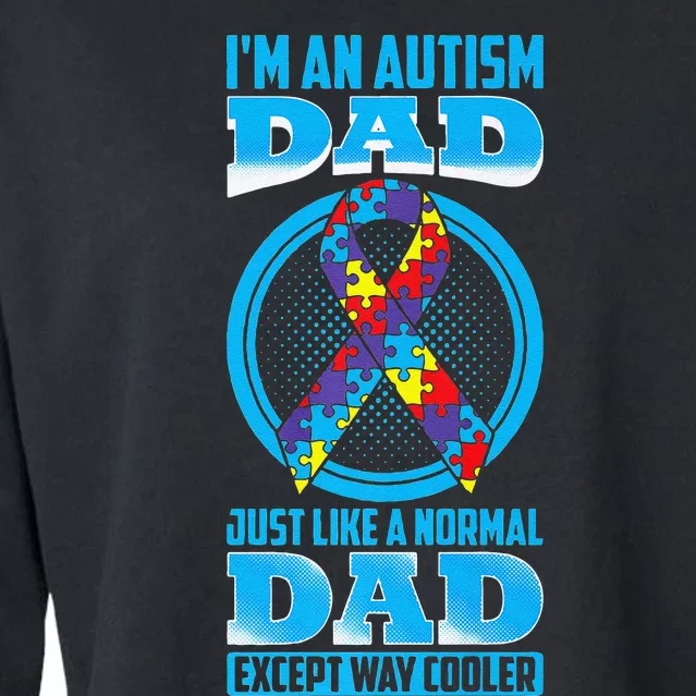 Autism Dad Autism Ribbon Puzzle Daddy Gift Cropped Pullover Crew