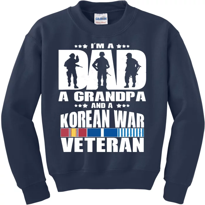 A Dad A Grandpa And A Korean War Veteran Grandparent Gift Kids Sweatshirt