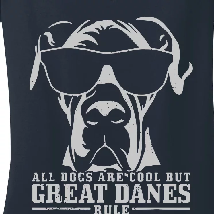 All Dogs Are Cool Great Danes Women's V-Neck T-Shirt