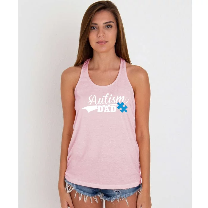 Autism Dad Awareness Support Gift Puzzle Gift Women's Knotted Racerback Tank