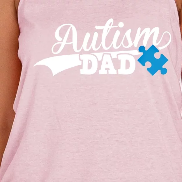 Autism Dad Awareness Support Gift Puzzle Gift Women's Knotted Racerback Tank