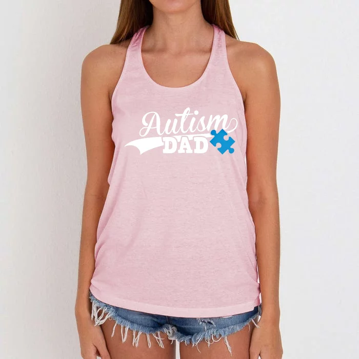 Autism Dad Awareness Support Gift Puzzle Gift Women's Knotted Racerback Tank