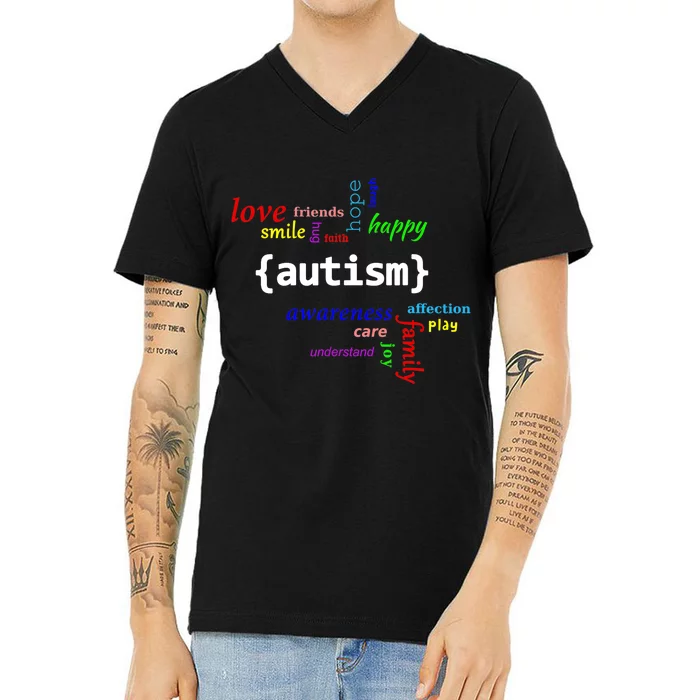 Autism Design Autism Awareness Design V-Neck T-Shirt