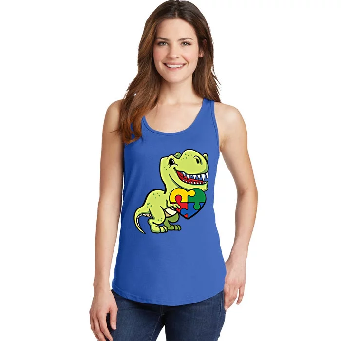 Autism Dinosaur Awareness Day Trex Lover Puzzle Pieces Gift Ladies Essential Tank