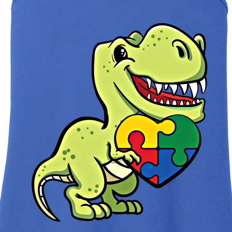 Autism Dinosaur Awareness Day Trex Lover Puzzle Pieces Gift Ladies Essential Tank