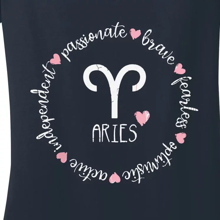 Aries Description Apparel Men Women Funny Zodiac Sign Gift Women's V-Neck T-Shirt