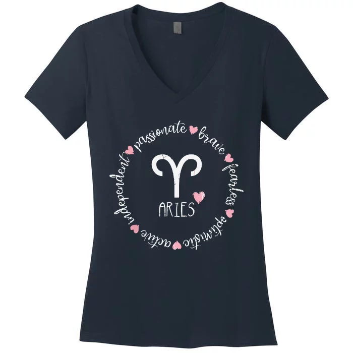 Aries Description Apparel Men Women Funny Zodiac Sign Gift Women's V-Neck T-Shirt