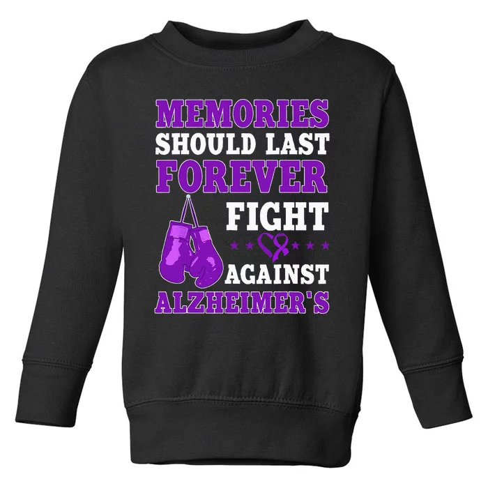 Alzheimers Disease AD Purple Awareness Boxing Gloves Ribbon Toddler Sweatshirt