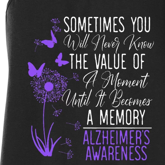 Alzheimers Disease Awareness Dementia I Wear Purple Women's Racerback Tank