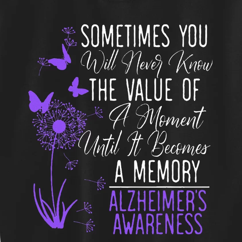 Alzheimers Disease Awareness Dementia I Wear Purple Kids Sweatshirt