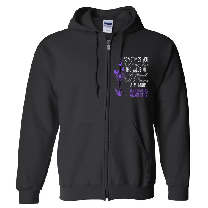 Alzheimers Disease Awareness Dementia I Wear Purple Full Zip Hoodie