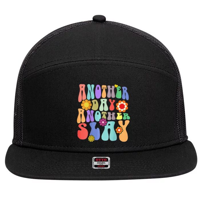 Another Day Another Slay Groovy Inspired Positive Vibes 7 Panel Mesh Trucker Snapback Hat