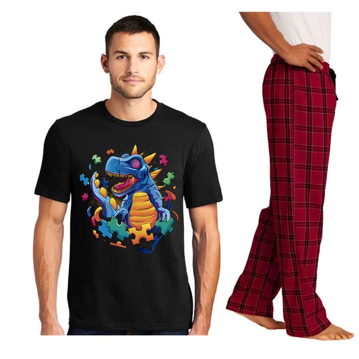 Autism Dinosaur And Puzzle Pieces Pajama Set