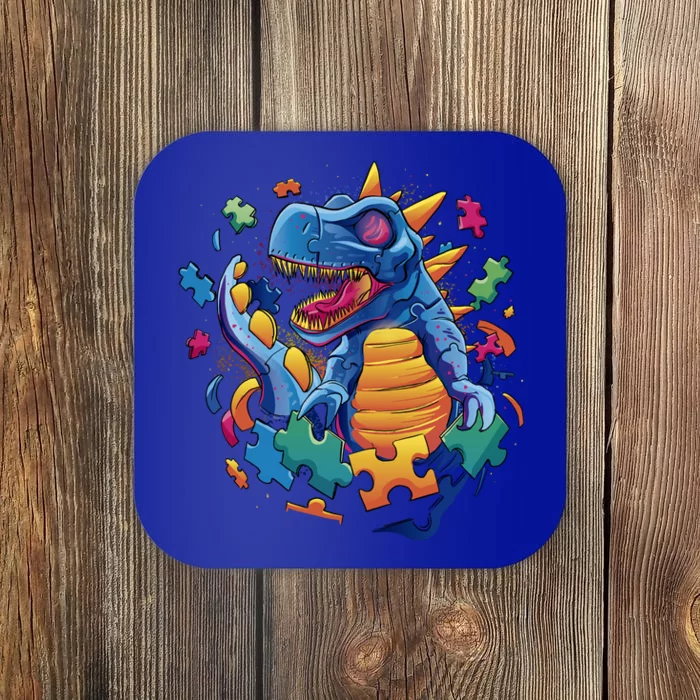 Autism Dinosaur And Puzzle Pieces Coaster