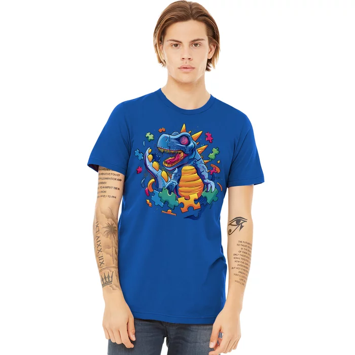 Autism Dinosaur And Puzzle Pieces Premium T-Shirt