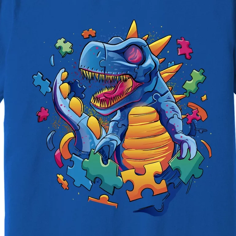 Autism Dinosaur And Puzzle Pieces Premium T-Shirt