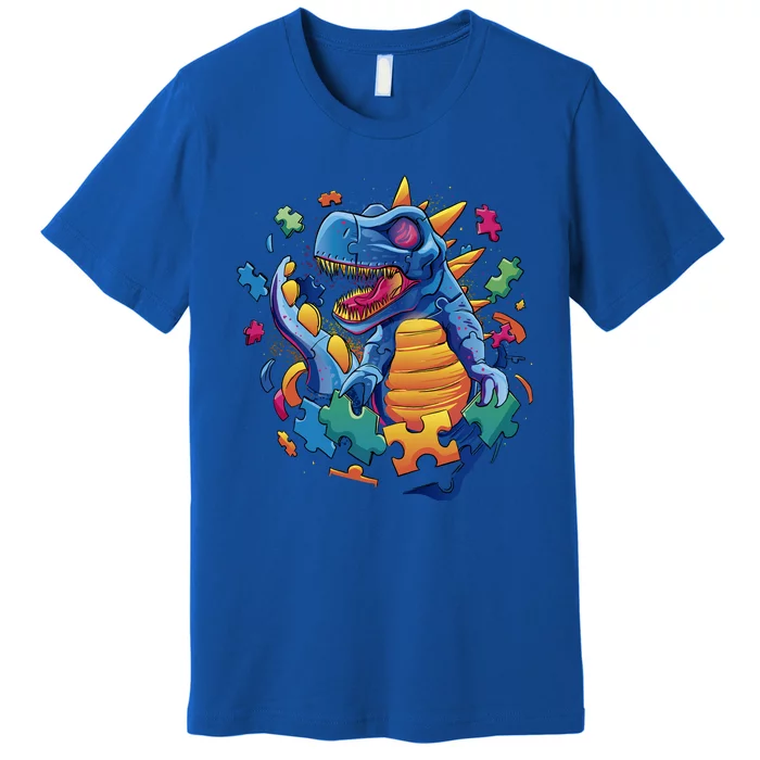 Autism Dinosaur And Puzzle Pieces Premium T-Shirt