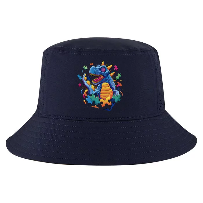 Autism Dinosaur And Puzzle Pieces Cool Comfort Performance Bucket Hat