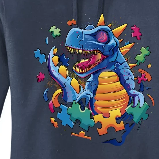 Autism Dinosaur And Puzzle Pieces Women's Pullover Hoodie