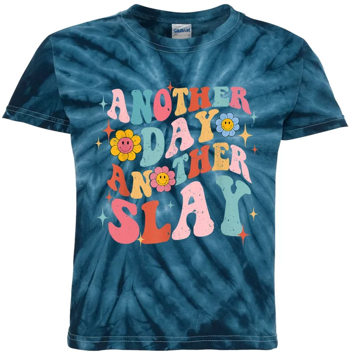 Another Day Another Slay Groovy Inspired Positive Vibes Kids Tie-Dye T-Shirt