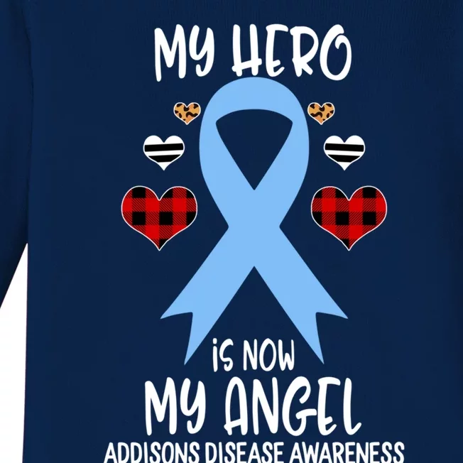 Addisons Disease Awareness Remembrance Hero Is Now My Angel Gift Baby Long Sleeve Bodysuit