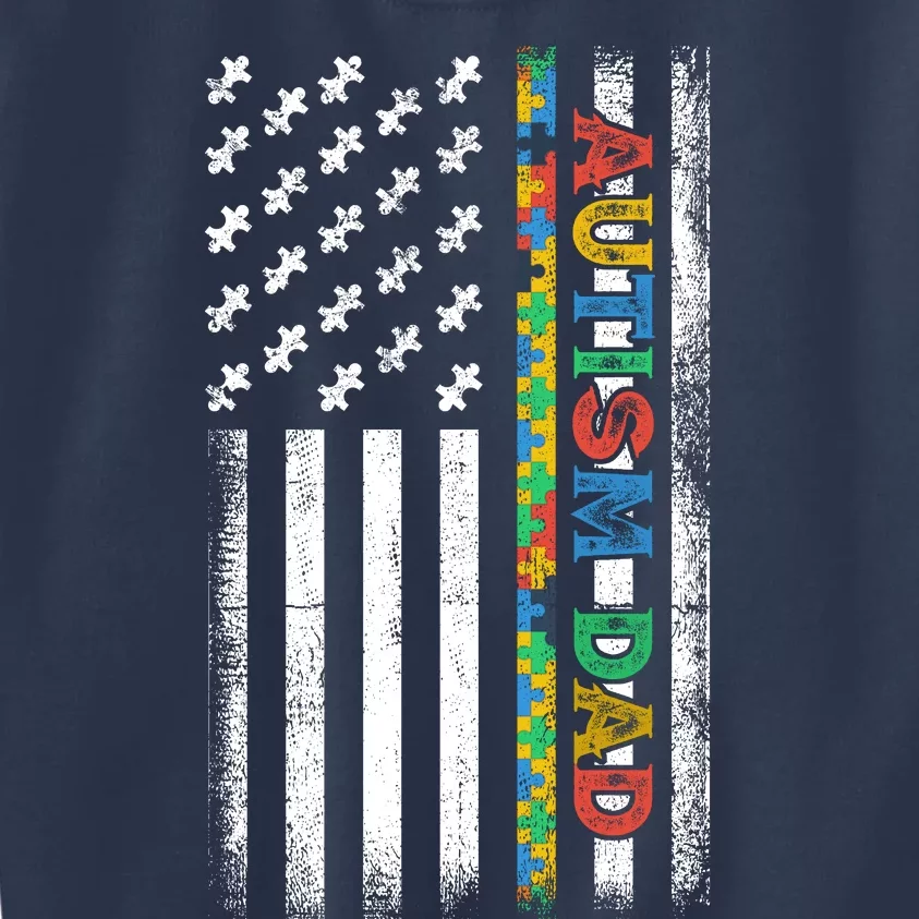 Autism Dad Awareness American Flag USA Kids Sweatshirt