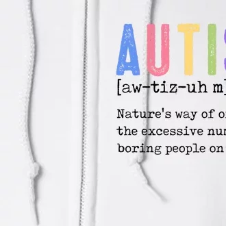 Autism Definition Autism Awareness Supporter Full Zip Hoodie