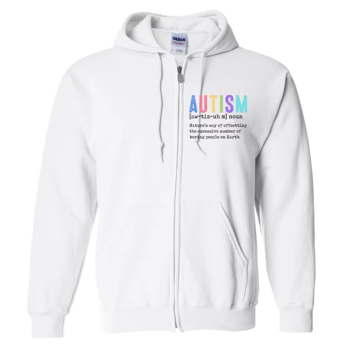 Autism Definition Autism Awareness Supporter Full Zip Hoodie