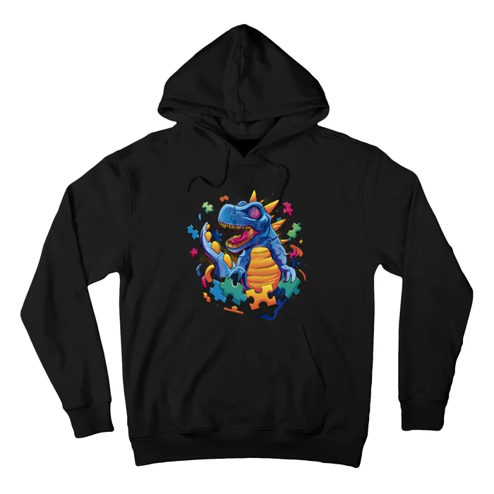 Autism Dinosaur And Puzzle Pieces Hoodie