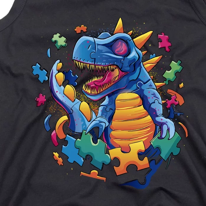 Autism Dinosaur And Puzzle Pieces Tank Top