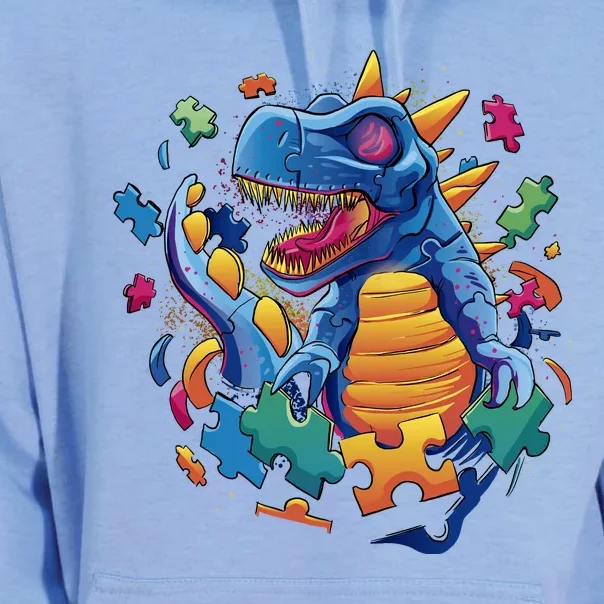 Autism Dinosaur And Puzzle Pieces Unisex Surf Hoodie