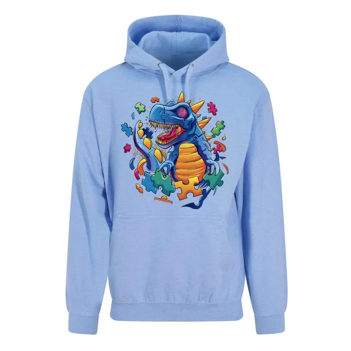 Autism Dinosaur And Puzzle Pieces Unisex Surf Hoodie