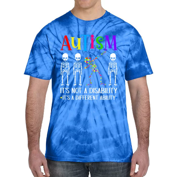 Autism Different Ability Autistic Dabbing Skeleton Great Gift Tie-Dye T-Shirt