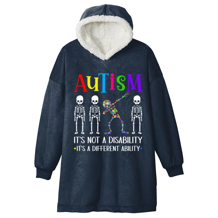 Autism Different Ability Autistic Dabbing Skeleton Great Gift Hooded Wearable Blanket