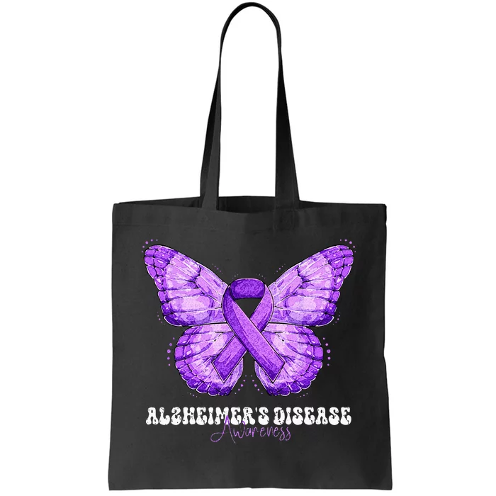 Alzheimers Disease Awareness Month Purple Ribbon Butterfly Tote Bag