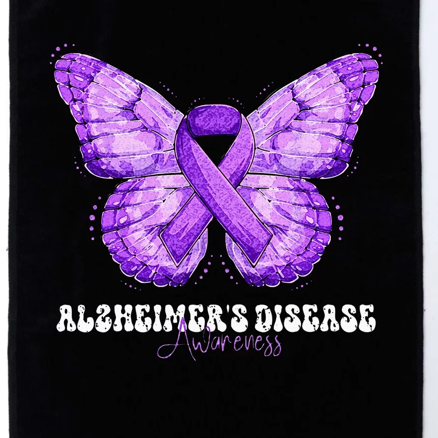 Alzheimers Disease Awareness Month Purple Ribbon Butterfly Platinum Collection Golf Towel