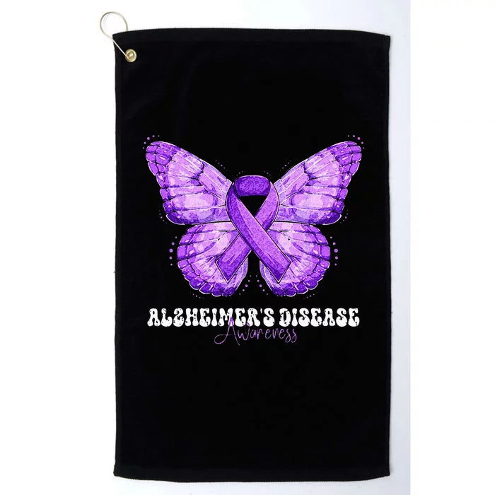 Alzheimers Disease Awareness Month Purple Ribbon Butterfly Platinum Collection Golf Towel