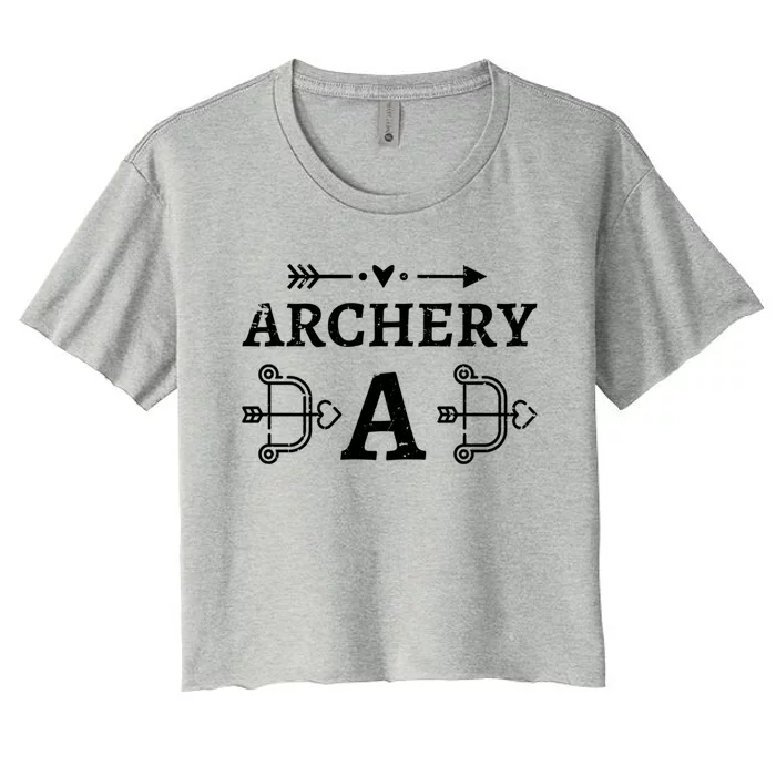 Archery Dad Archer Bow Arrow Father's Day Sports Lover Gift Women's Crop Top Tee