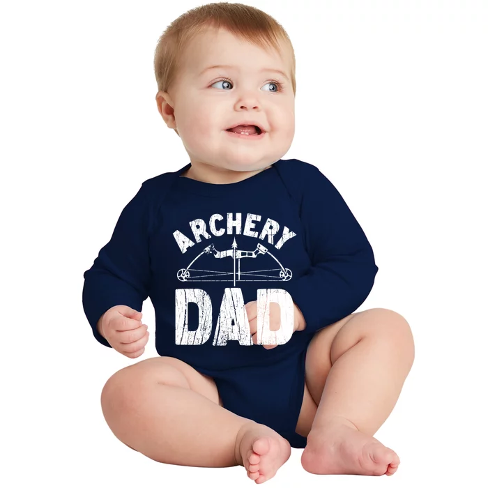 Archery Dad Archer Fathers Day Vintage Funny Gift Bow And Arrow Gift Baby Long Sleeve Bodysuit