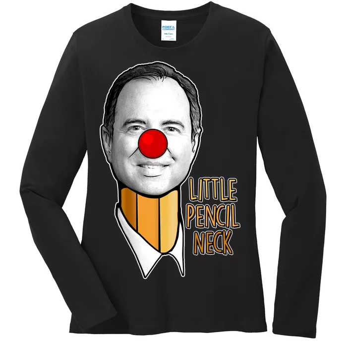 Adam Schiff Little Pencil Neck Funny Trump Ladies Long Sleeve Shirt